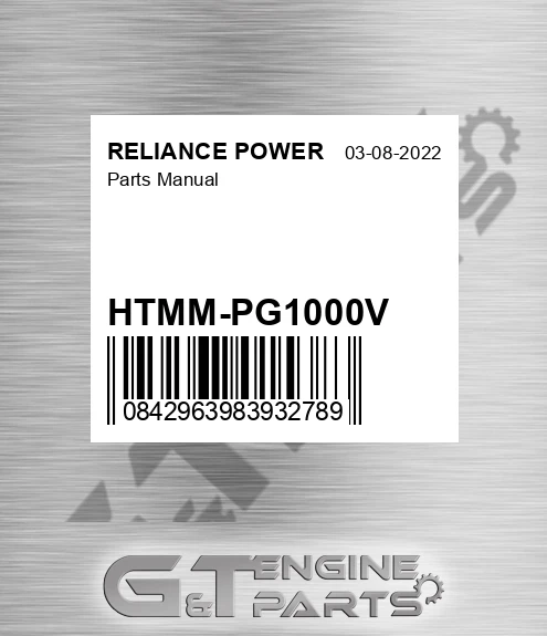 HTMM-PG1000V Parts Manual for RELIANCE POWER