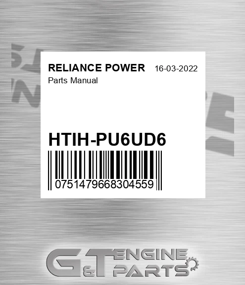 HTIH-PU6UD6 Parts Manual for RELIANCE POWER