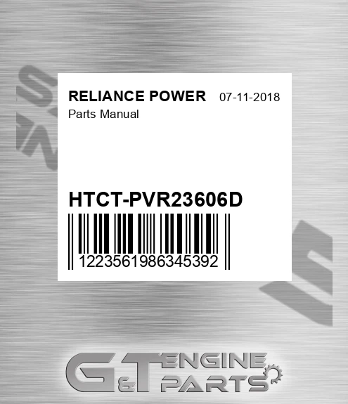 HTCT-PVR23606D Parts Manual for RELIANCE POWER