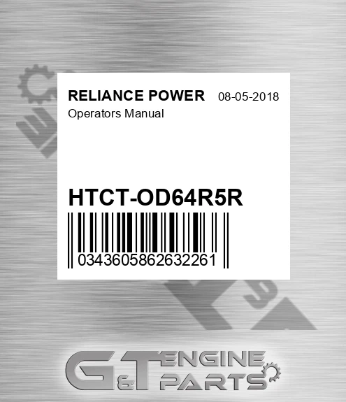 HTCT-OD64R5R Operators Manual for RELIANCE POWER