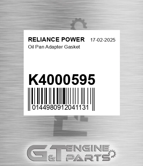 K4000595 RELIANCE POWER Oil Pan Adapter Gasket