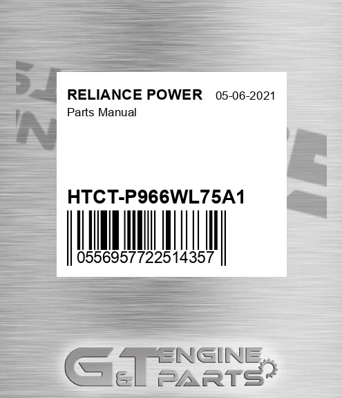 HTCT-P966WL75A1 Parts Manual for RELIANCE POWER