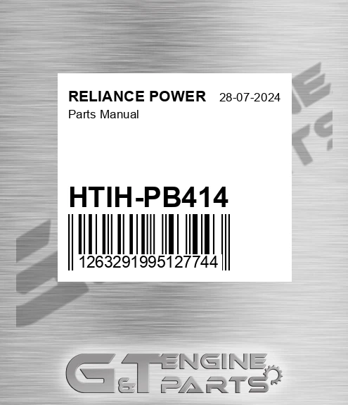 HTIH-PB414 Parts Manual for RELIANCE POWER