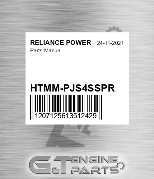 HTMM-PJS4SSPR Parts Manual for RELIANCE POWER