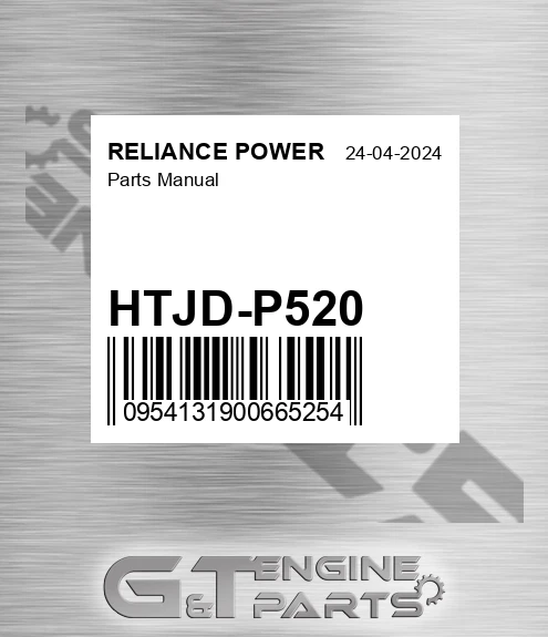 HTJD-P520 Parts Manual for RELIANCE POWER