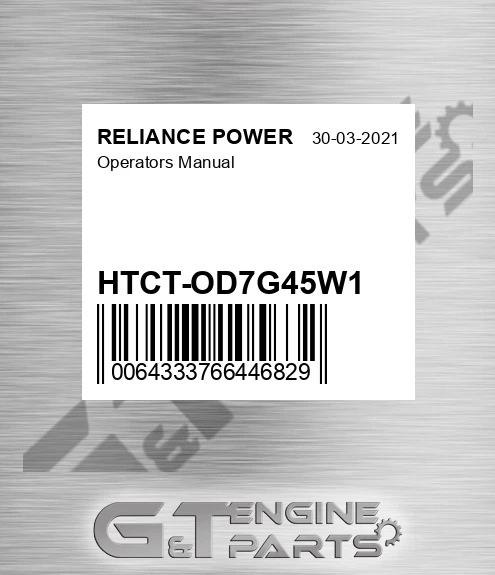 HTCT-OD7G45W1 Operators Manual for RELIANCE POWER