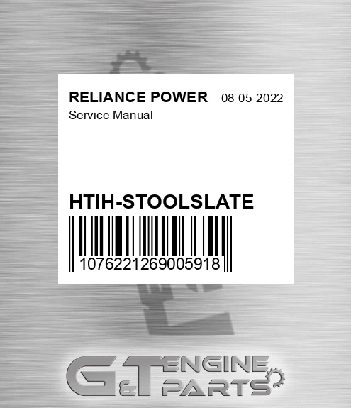 HTIH-STOOLSLATE Service Manual for RELIANCE POWER