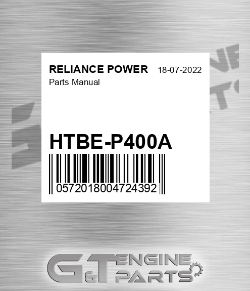 HTBE-P400A Parts Manual for RELIANCE POWER