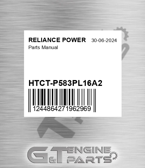 HTCT-P583PL16A2 Parts Manual for RELIANCE POWER