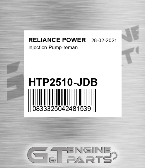 HTP2510-JDB Injection Pump-reman. for RELIANCE POWER