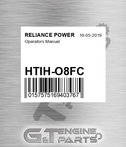 HTIH-O8FC Operators Manual for RELIANCE POWER