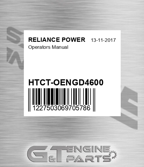 HTCT-OENGD4600 Operators Manual for RELIANCE POWER