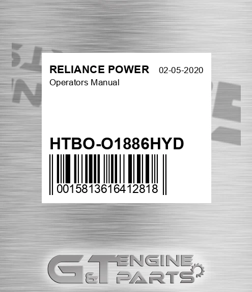 HTBO-O1886HYD Operators Manual for RELIANCE POWER