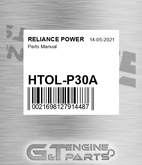 HTOL-P30A Parts Manual for RELIANCE POWER