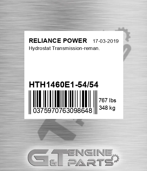 HTH1460E1-54/54 Hydrostat Transmission-reman.