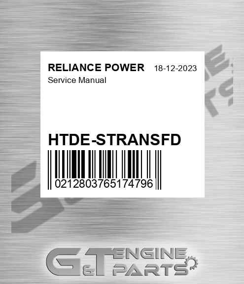HTDE-STRANSFD Service Manual for RELIANCE POWER