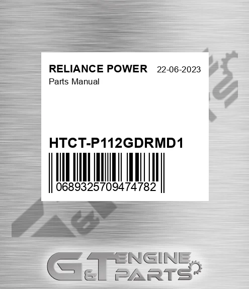 HTCT-P112GDRMD1 Parts Manual for RELIANCE POWER