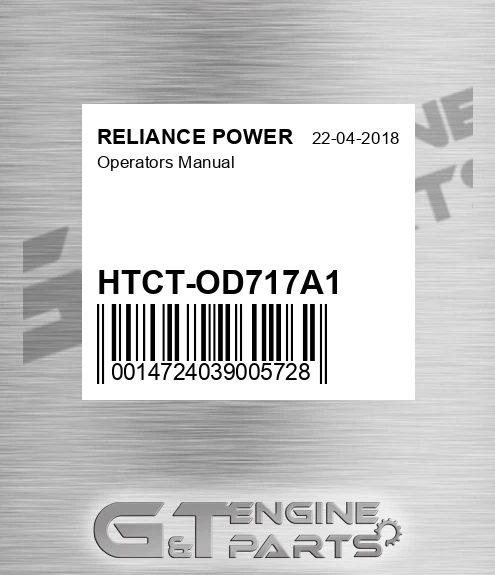 HTCT-OD717A1 Operators Manual for RELIANCE POWER