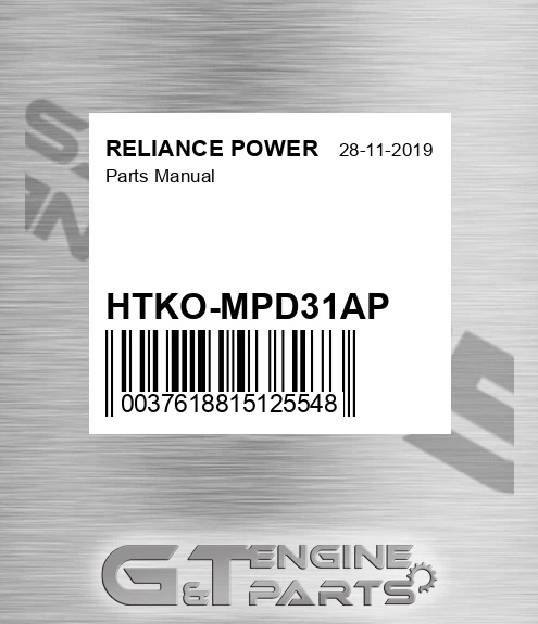 HTKO-MPD31AP Parts Manual for RELIANCE POWER