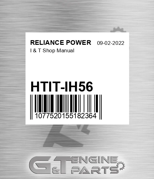 HTIT-IH56 I & T Shop Manual for RELIANCE POWER
