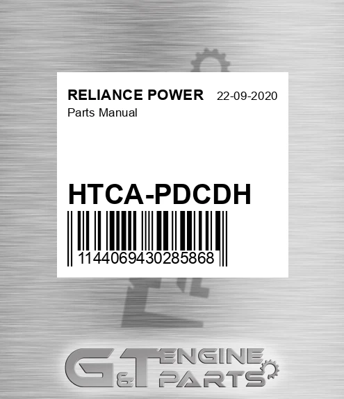 HTCA-PDCDH Parts Manual for RELIANCE POWER