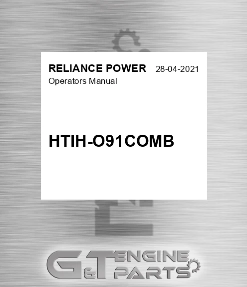 HTIH-O91COMB Operators Manual for RELIANCE POWER