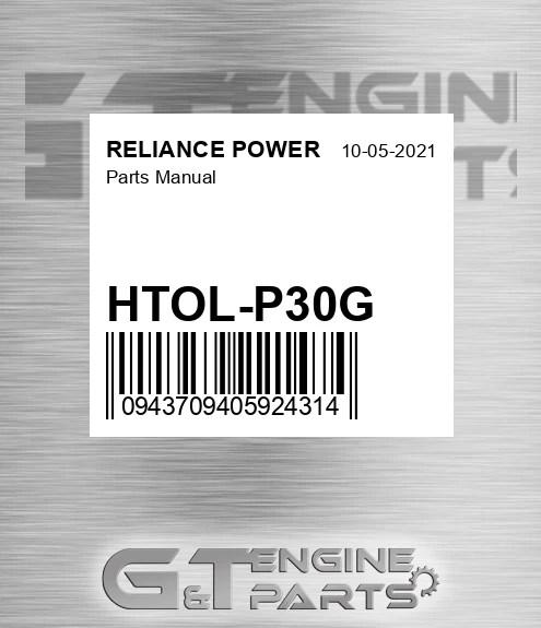 HTOL-P30G Parts Manual for RELIANCE POWER