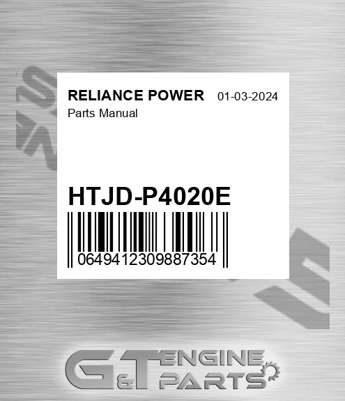 HTJD-P4020E Parts Manual for RELIANCE POWER