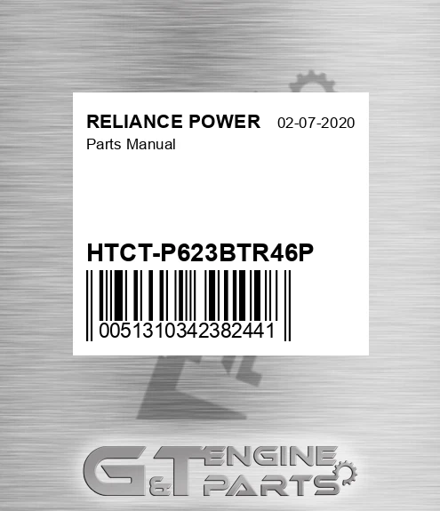 HTCT-P623BTR46P Parts Manual for RELIANCE POWER