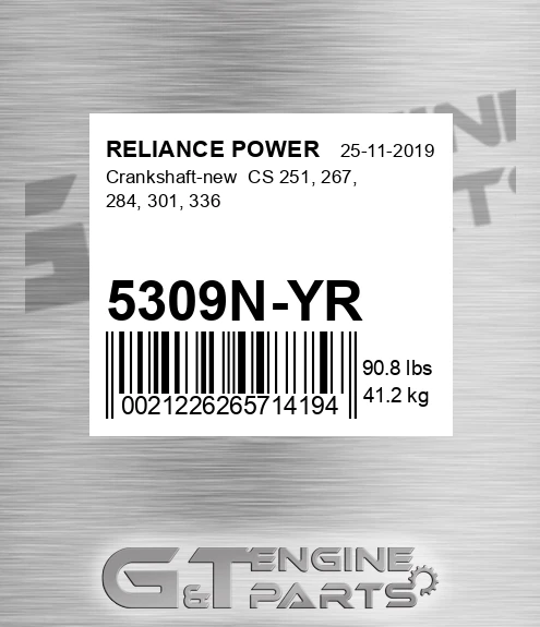 5309N-YR Crankshaft-new Cs 251, 267, 284, 301, 336