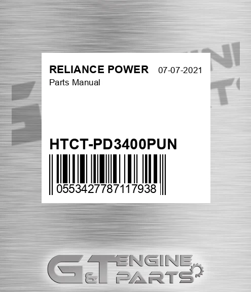 HTCT-PD3400PUN Parts Manual for RELIANCE POWER