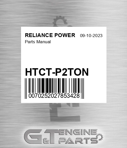 HTCT-P2TON Parts Manual for RELIANCE POWER