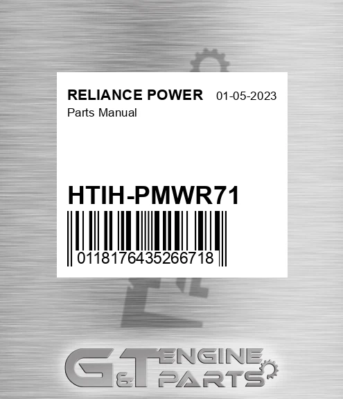 HTIH-PMWR71 Parts Manual for RELIANCE POWER