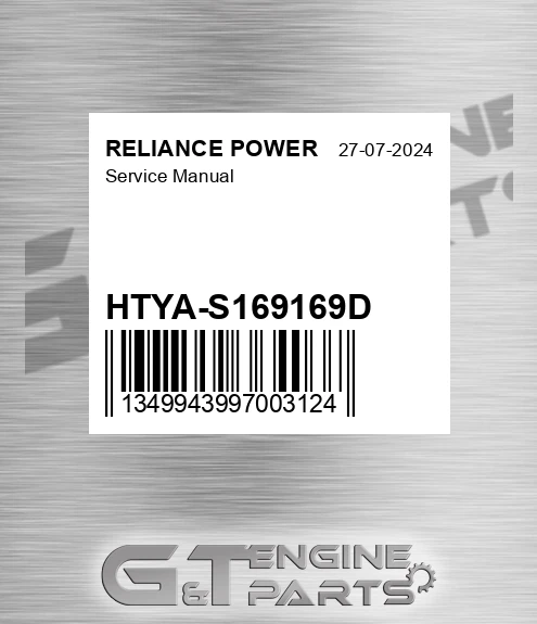 HTYA-S169169D Service Manual for RELIANCE POWER