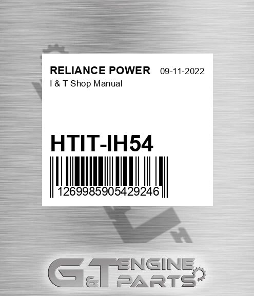 HTIT-IH54 I & T Shop Manual for RELIANCE POWER