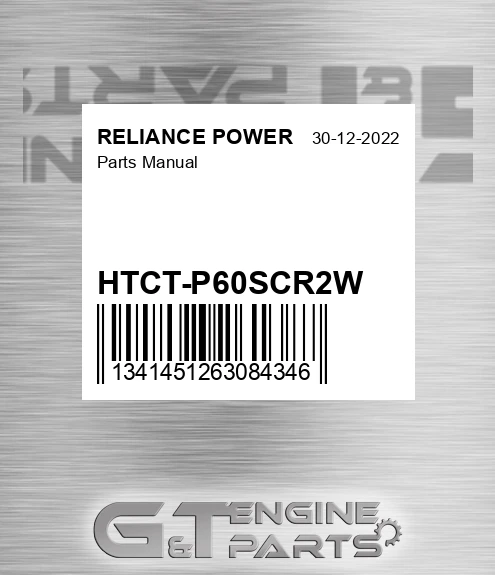 HTCT-P60SCR2W Parts Manual for RELIANCE POWER