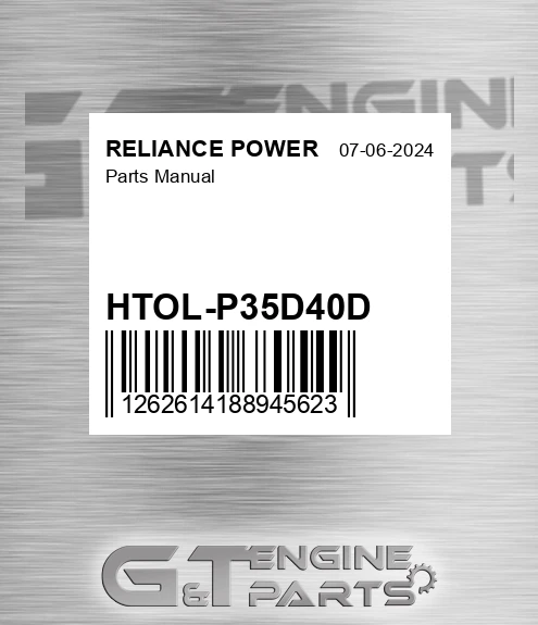 HTOL-P35D40D Parts Manual for RELIANCE POWER