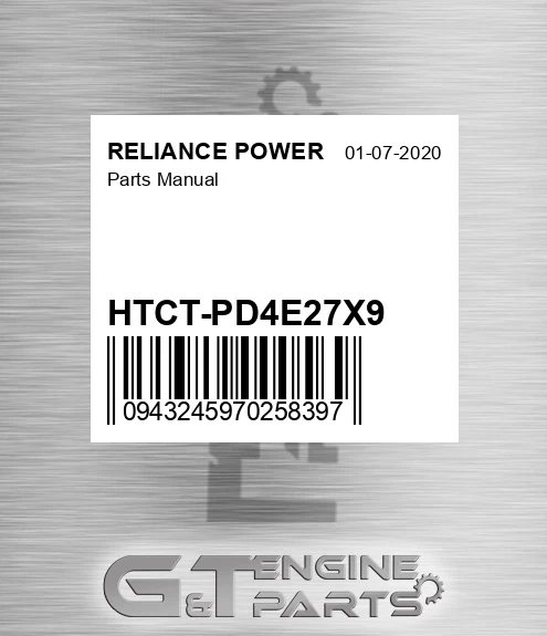 HTCT-PD4E27X9 Parts Manual for RELIANCE POWER