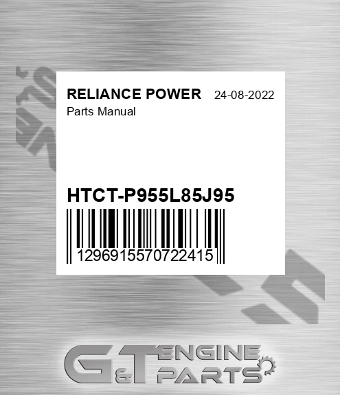 HTCT-P955L85J95 Parts Manual for RELIANCE POWER
