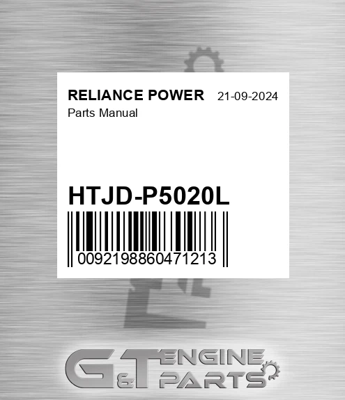 HTJD-P5020L Parts Manual for RELIANCE POWER