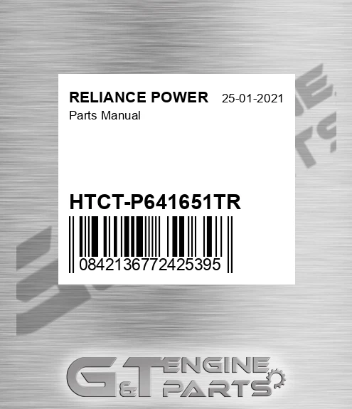 HTCT-P641651TR Parts Manual for RELIANCE POWER