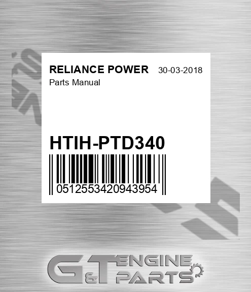 HTIH-PTD340 Parts Manual for RELIANCE POWER