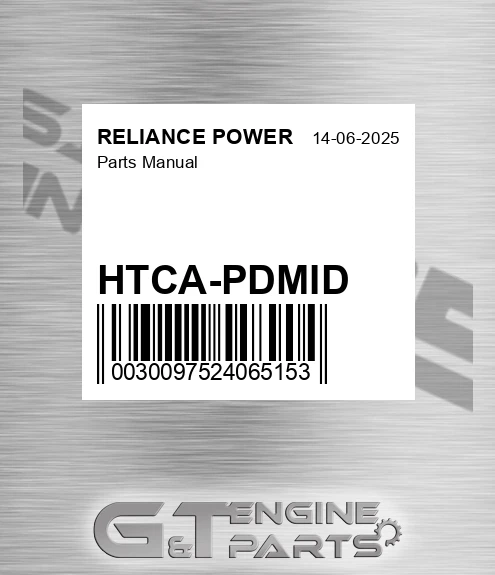 HTCA-PDMID Parts Manual for RELIANCE POWER