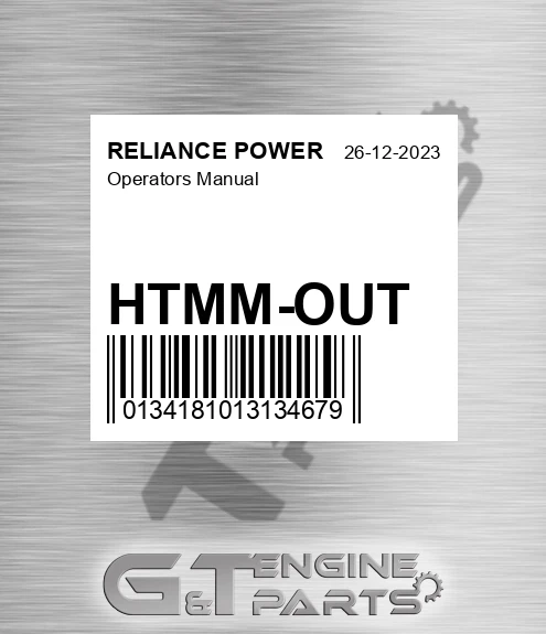 HTMM-OUT Operators Manual for RELIANCE POWER