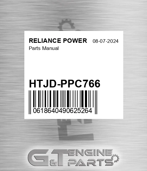 HTJD-PPC766 Parts Manual for RELIANCE POWER