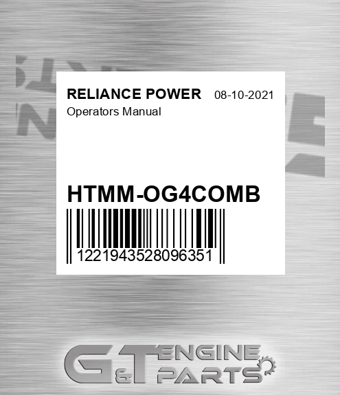 HTMM-OG4COMB Operators Manual for RELIANCE POWER