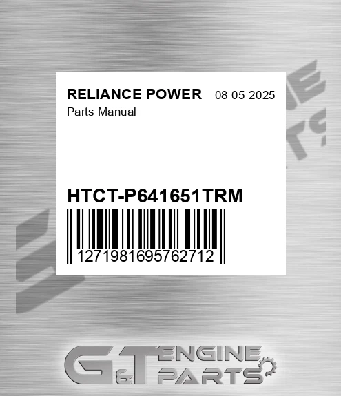 HTCT-P641651TRM Parts Manual for RELIANCE POWER