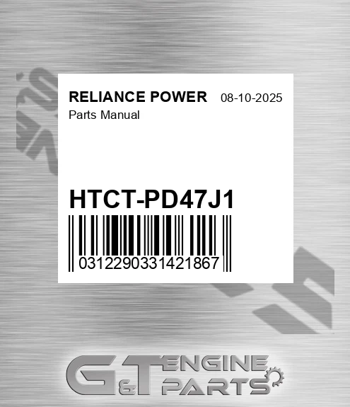 HTCT-PD47J1 Parts Manual for RELIANCE POWER