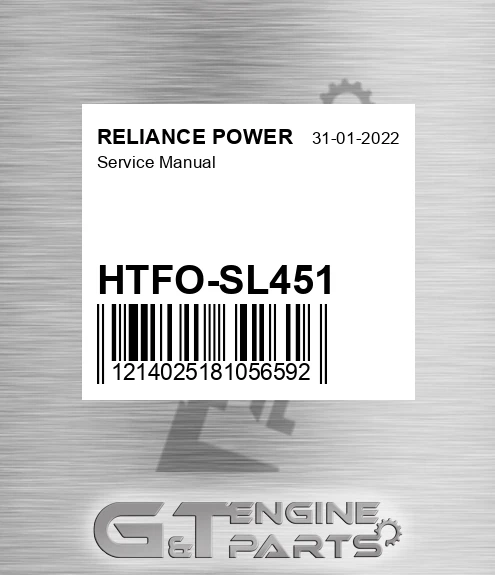 HTFO-SL451 Service Manual for RELIANCE POWER