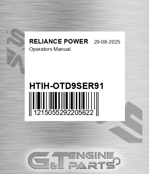 HTIH-OTD9SER91 Operators Manual for RELIANCE POWER